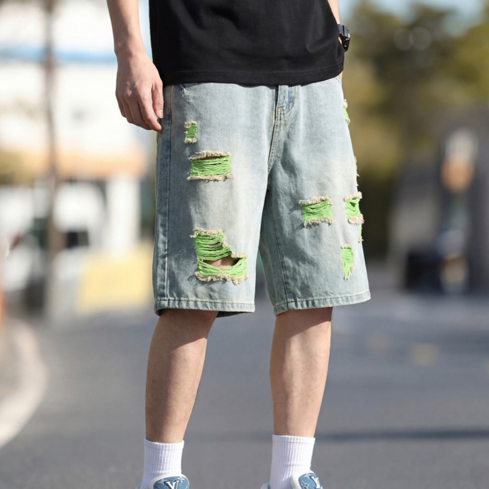 Men's Lined Ripped Denim Short - Fly Line avaliação e preço