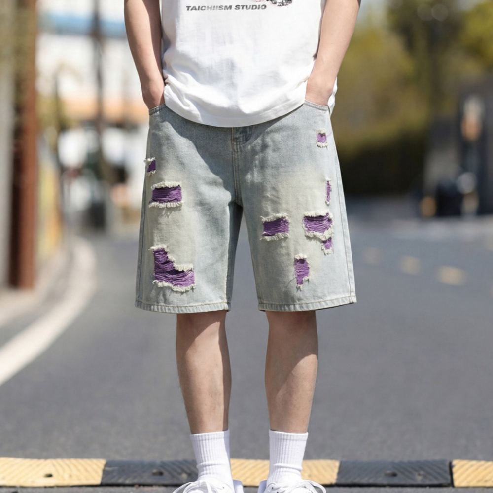 Men's Lined Ripped Denim Short - Fly Line avaliação e preço