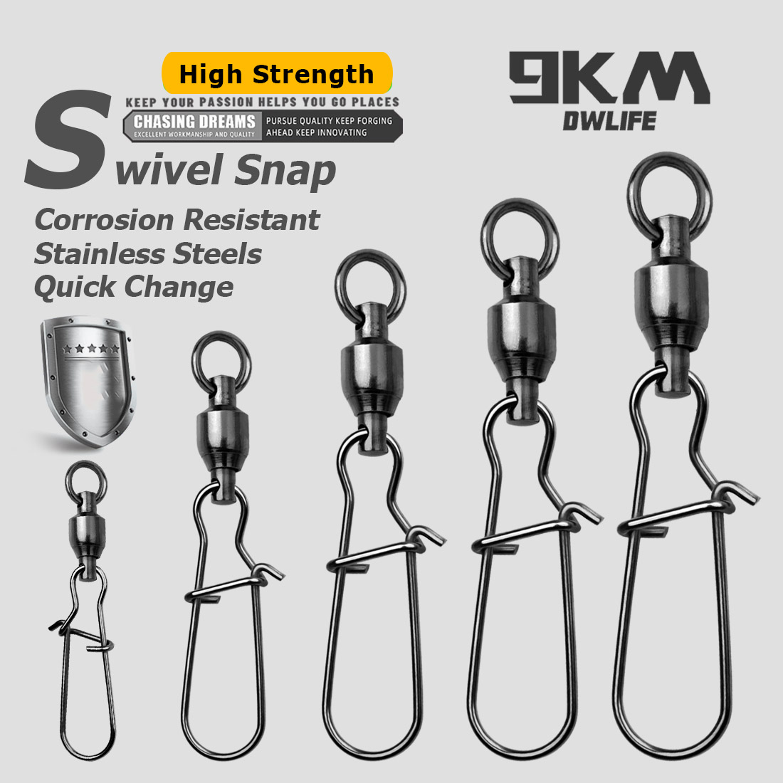 9KM 10PCS Ball Bearing Swivel  - Monofilament Line avaliação e preço