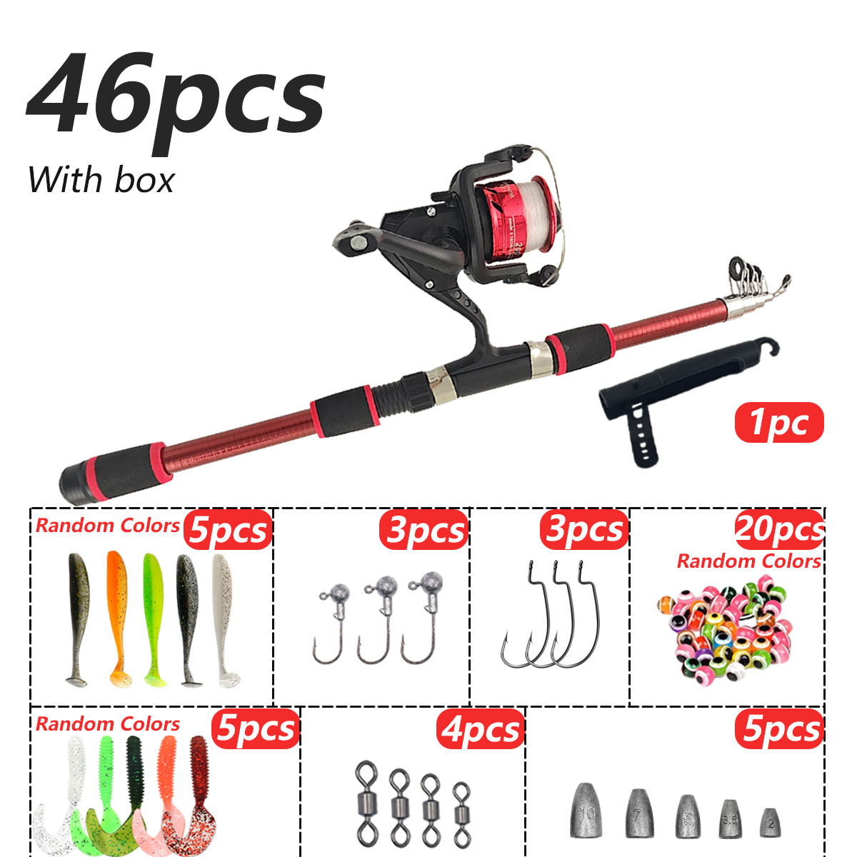 46Pcs Telescopic Fishing Rod R - Freshwater Line avaliação e preço