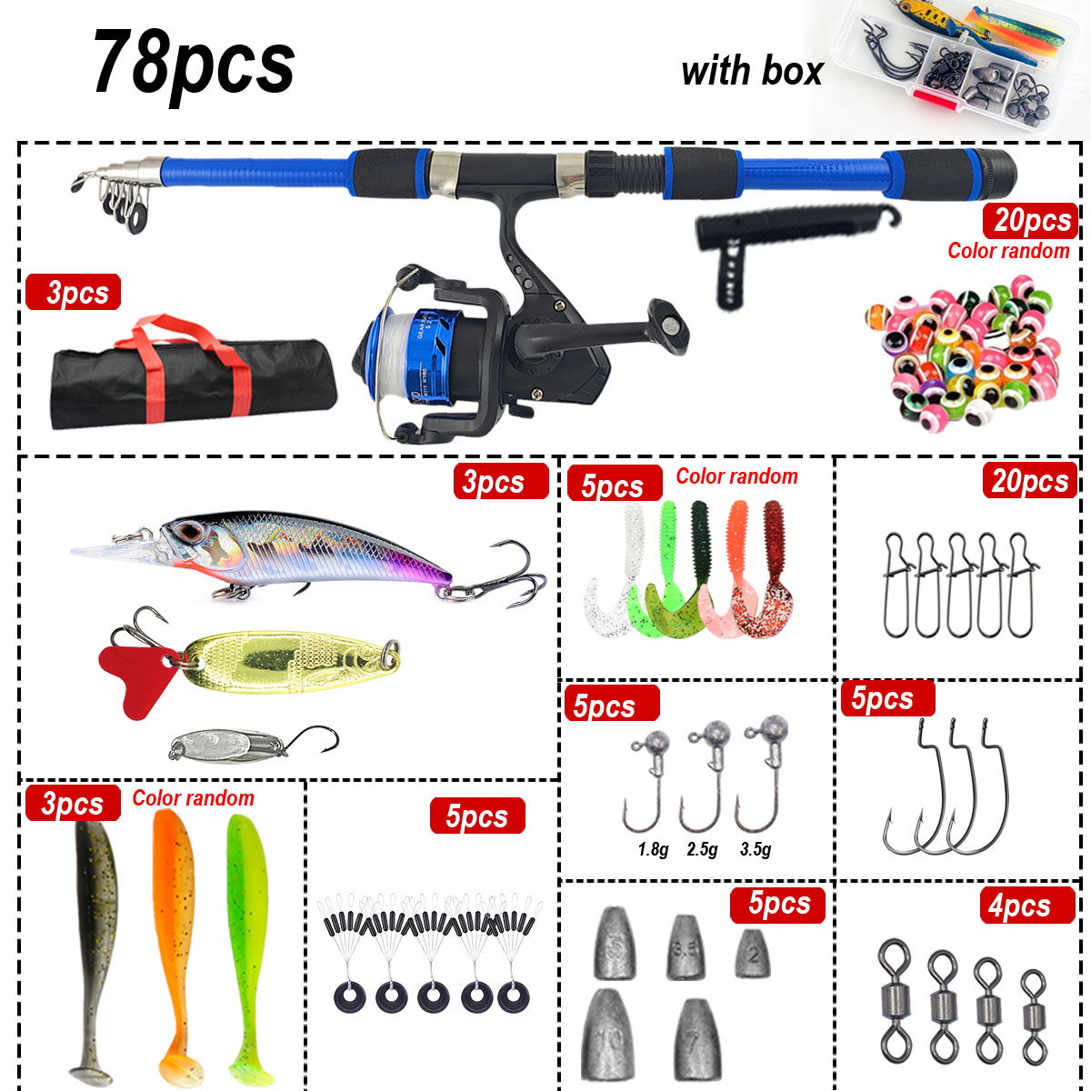 46Pcs Telescopic Fishing Rod R - Freshwater Line avaliação e preço