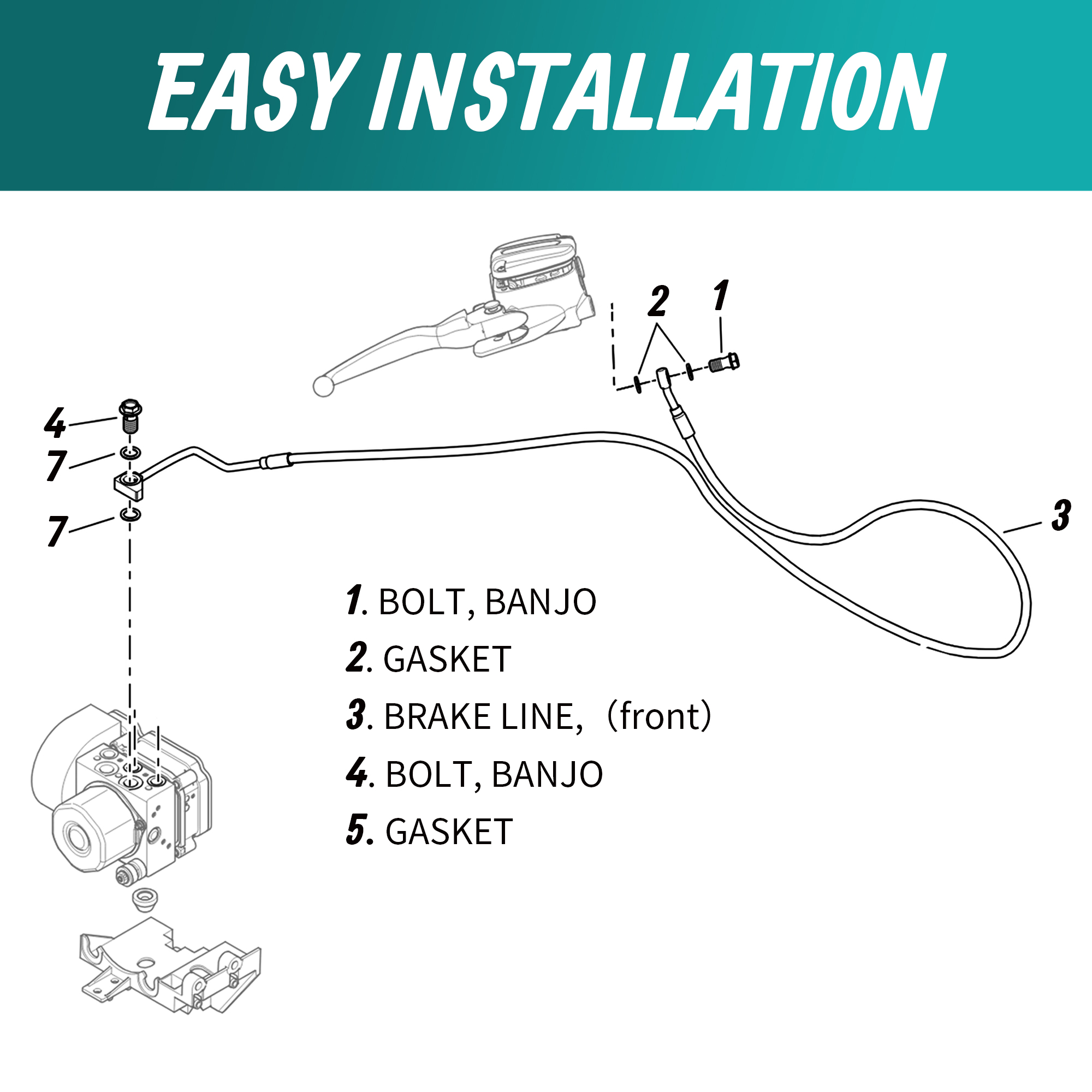 Upper Front Brake Line Oil Hos - Braided Line avaliação e preço