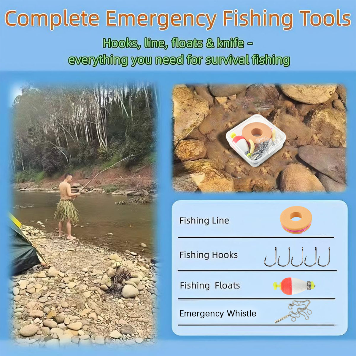 Portable Emergency Fishing Gea - Fishing Line Box avaliação e preço
